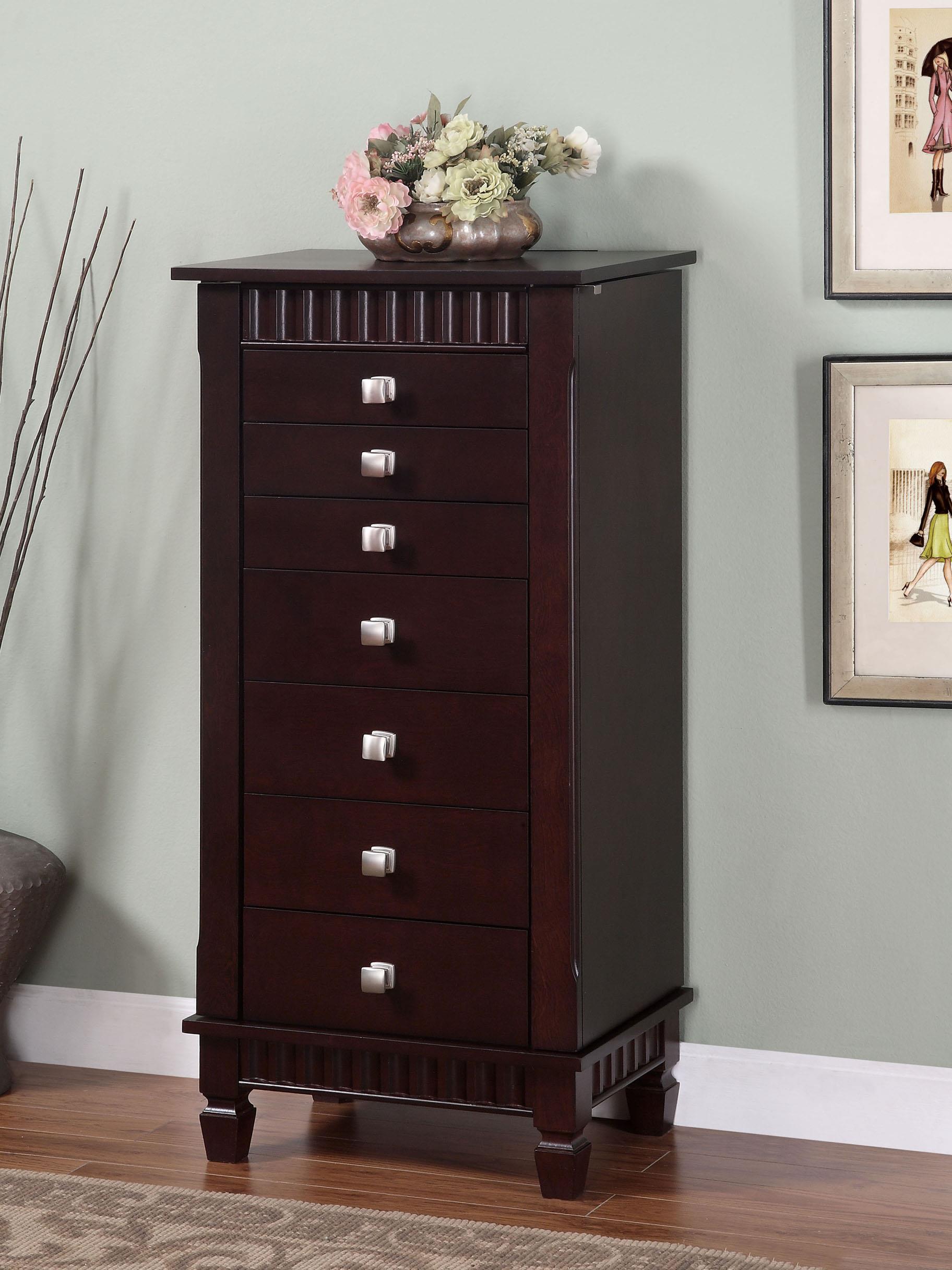 Powell Jewelry Armoire 383 316 Contemporary Merlot Jewelry Armoire Wayside Furniture Mattress Chest Jewelry Armoire